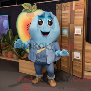 Cyan Mango mascot costume...