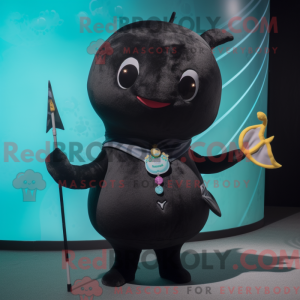 Sort Narhval maskot kostume...