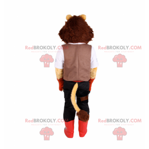 Mascotte leone con vestito avventuriero - Redbrokoly.com