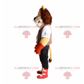 Löwenmaskottchen mit Abenteurer-Outfit - Redbrokoly.com
