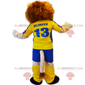 Leeuw mascotte met gele voetbal outfit - Redbrokoly.com