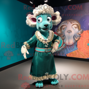 Teal Ram mascottekostuum...