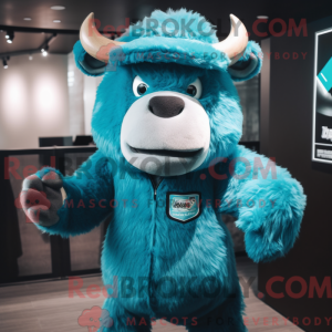 Cyan Bison Maskottchen...