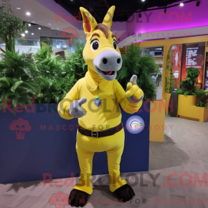 Gul eselmaskotkostymefigur...