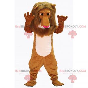 Leeuw mascotte met een roze neus - Redbrokoly.com