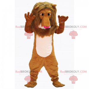 Mascotte de lion avec un nez rose - Redbrokoly.com