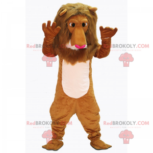 Mascotte leone con un naso rosa - Redbrokoly.com
