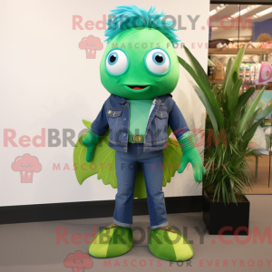 Grøn Betta Fish maskot...