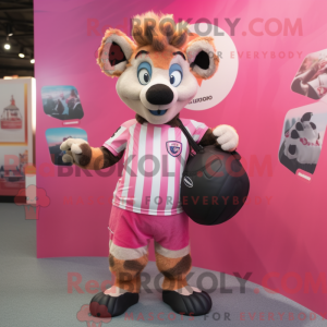 Roze hyena-mascottekostuum...