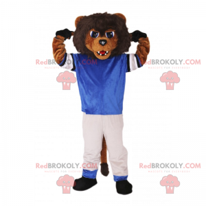 Mascote leão em roupas esportivas - Redbrokoly.com