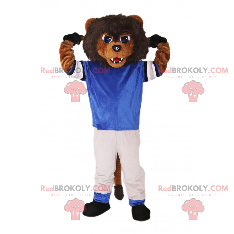 Lion maskot i sportsbeklædning - Redbrokoly.com Lion maskot i sportsbeklædning - Redbrokoly.com