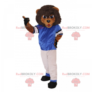 Mascote leão em roupas esportivas - Redbrokoly.com