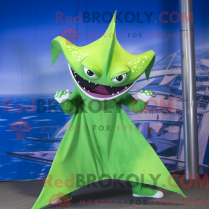 Lime Green Manta Ray maskot...