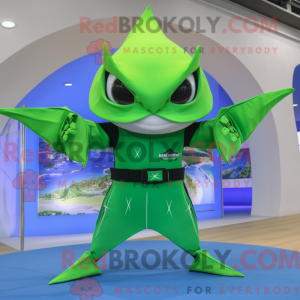 Lime Green Manta Ray mascot...