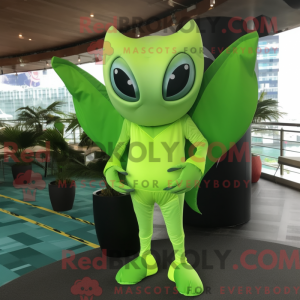 Lime Green Manta Ray mascot...