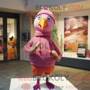 Rosa fasanmaskotdraktfigur...