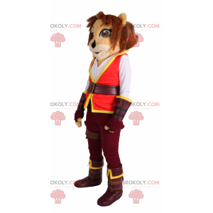 Lioness mascot with adventurer outfit - Redbrokoly.com