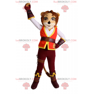 Leeuwinmascotte met avonturiersuitrusting - Redbrokoly.com