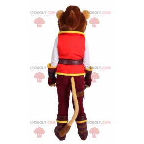 Leoa mascote com roupa de aventureira - Redbrokoly.com