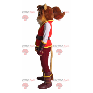 Leoa mascote com roupa de aventureira - Redbrokoly.com