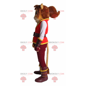 Mascota de leona con traje de aventurero. - Redbrokoly.com