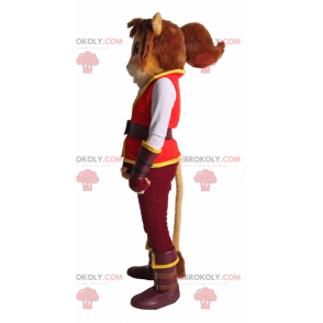 Mascota de leona con traje de aventurero. - Redbrokoly.com