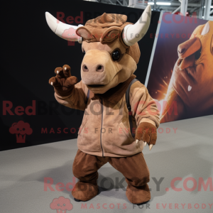Brun Triceratops maskot...