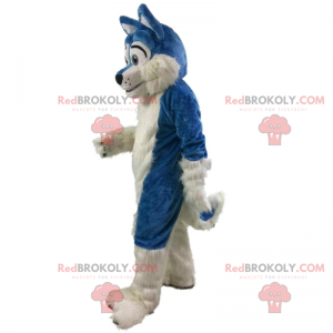 Blauwe en witte wolf mascotte - Redbrokoly.com