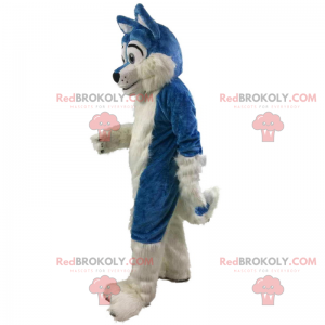 Mascotte de loup bleu et blanc - Redbrokoly.com