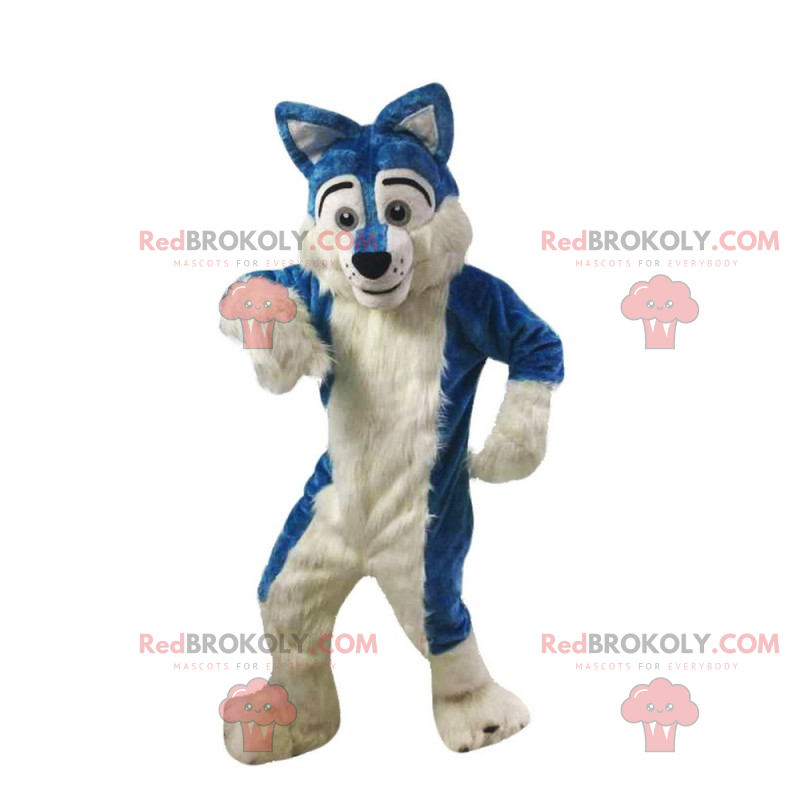 Blauwe en witte wolf mascotte - Redbrokoly.com
