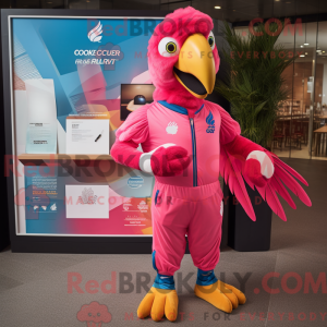 Pink Macaw maskot kostume...