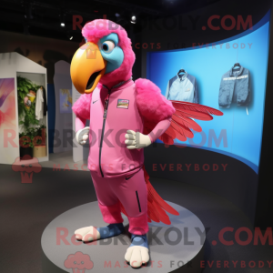 Pink Macaw maskot kostume...
