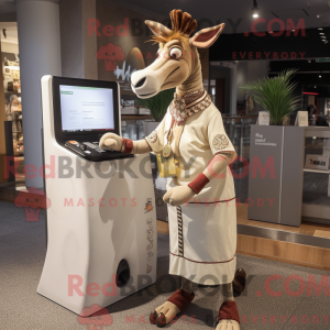 Beige Okapi maskot kostume...
