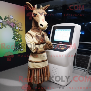 Beige Okapi-mascottekostuum...
