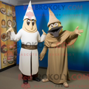 Tan Wizard mascot costume...