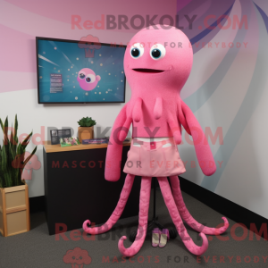 Pink Squid mascottekostuum...