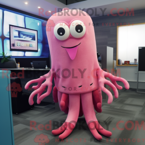Pink Squid maskot kostume...