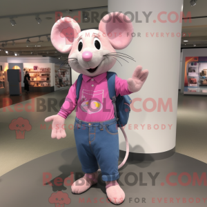 Pink Mouse maskot kostume...