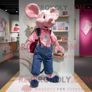 Pink Mouse mascot costume...