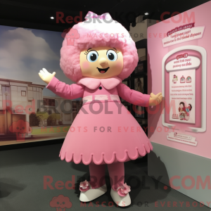 Rosa maskotdraktfigur kledd...