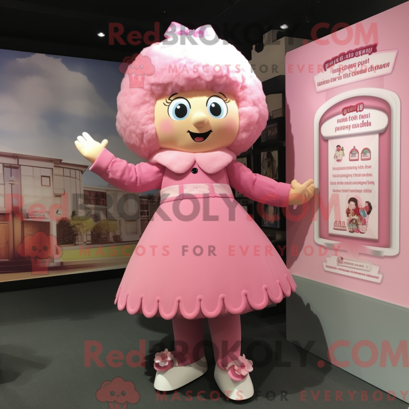 Fantasia de mascote rosa com saia e relógios - Mascotes rosa - REBROKO_291127 - RedBrokoly.com