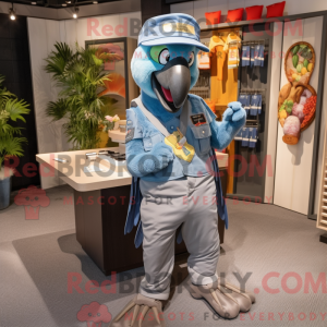 Sølv Macaw maskot kostume...