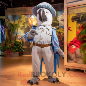 Sølv Macaw maskot kostume...