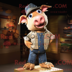 Tan Pig-maskotdraktfigur...