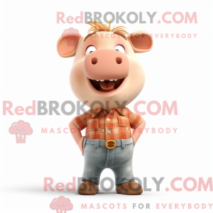 Tan Pig maskot kostume...