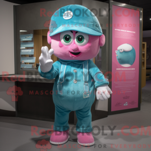 Turkis Pink maskot kostume...