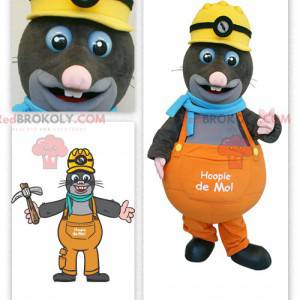 Mascotte de taupe grise chef de chantier - Redbrokoly.com