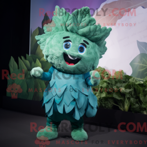 Teal Cabbage maskot kostume...
