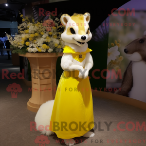 Gul mår maskot kostume...