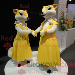 Gul mår maskot kostume...